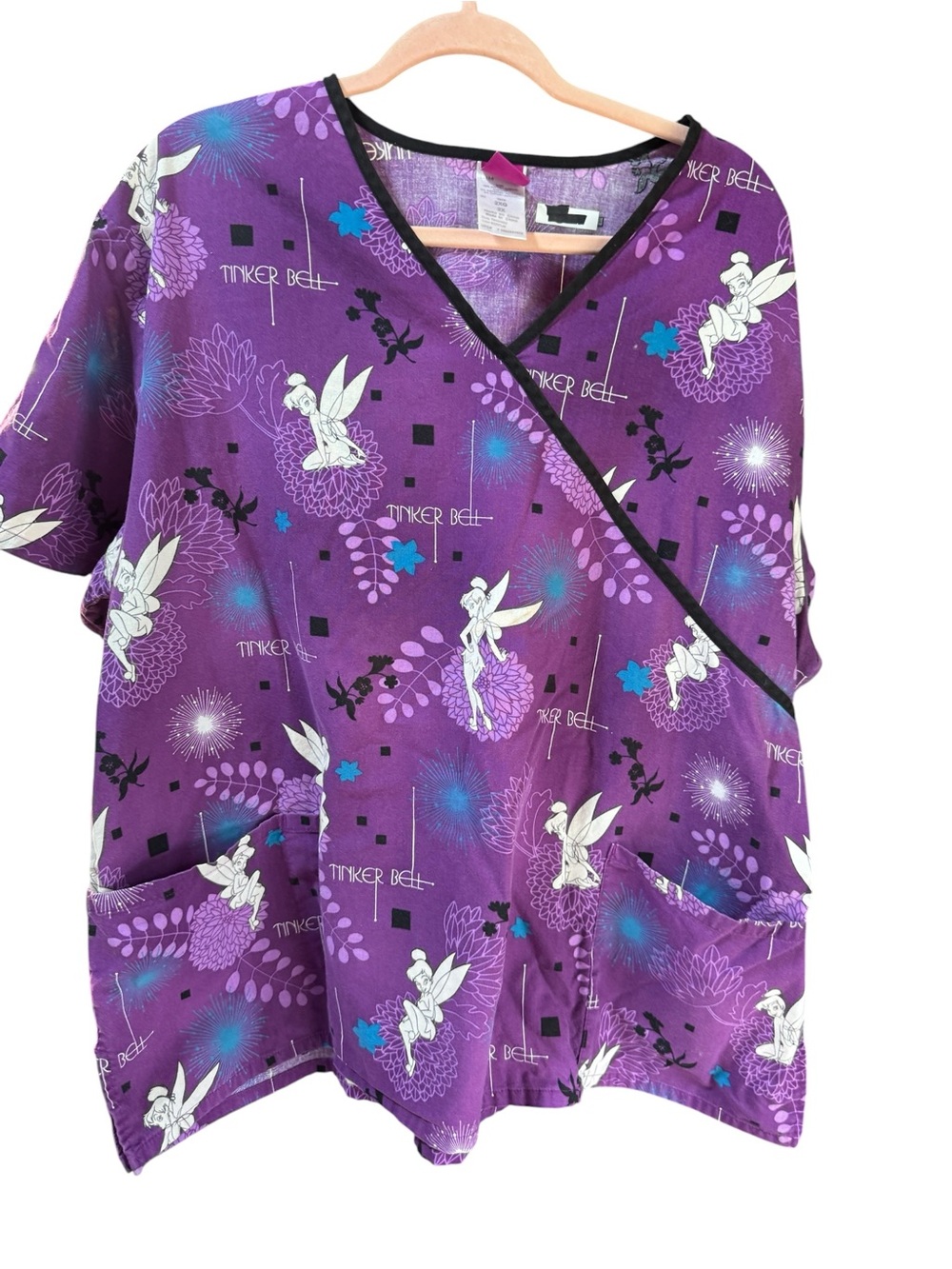 Wonderful World of Disney TinkerBell mock wrap Medical Scrub Top retired pattern